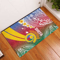Shefa Province Rubber Doormat Vanuatu Pattern Map - Plumeria Flag Color