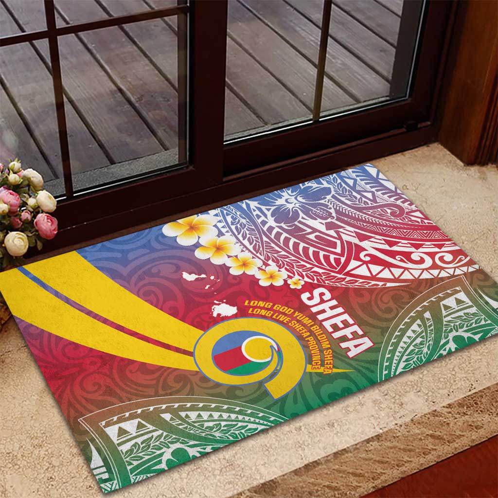 Shefa Province Rubber Doormat Vanuatu Pattern Map - Plumeria Flag Color