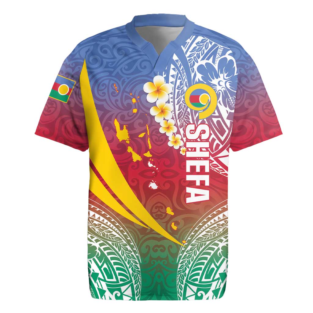 Shefa Province Rugby Jersey Vanuatu Pattern Map - Plumeria Flag Color