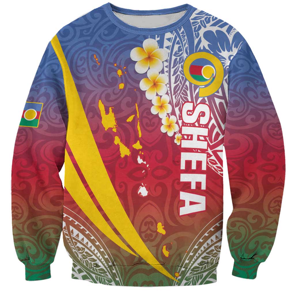 Shefa Province Sweatshirt Vanuatu Pattern Map - Plumeria Flag Color