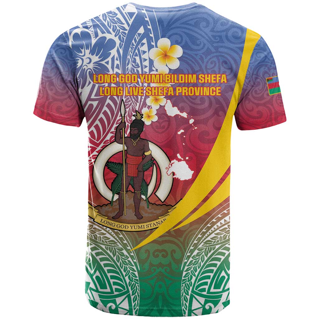 Shefa Province T Shirt Vanuatu Pattern Map - Plumeria Flag Color