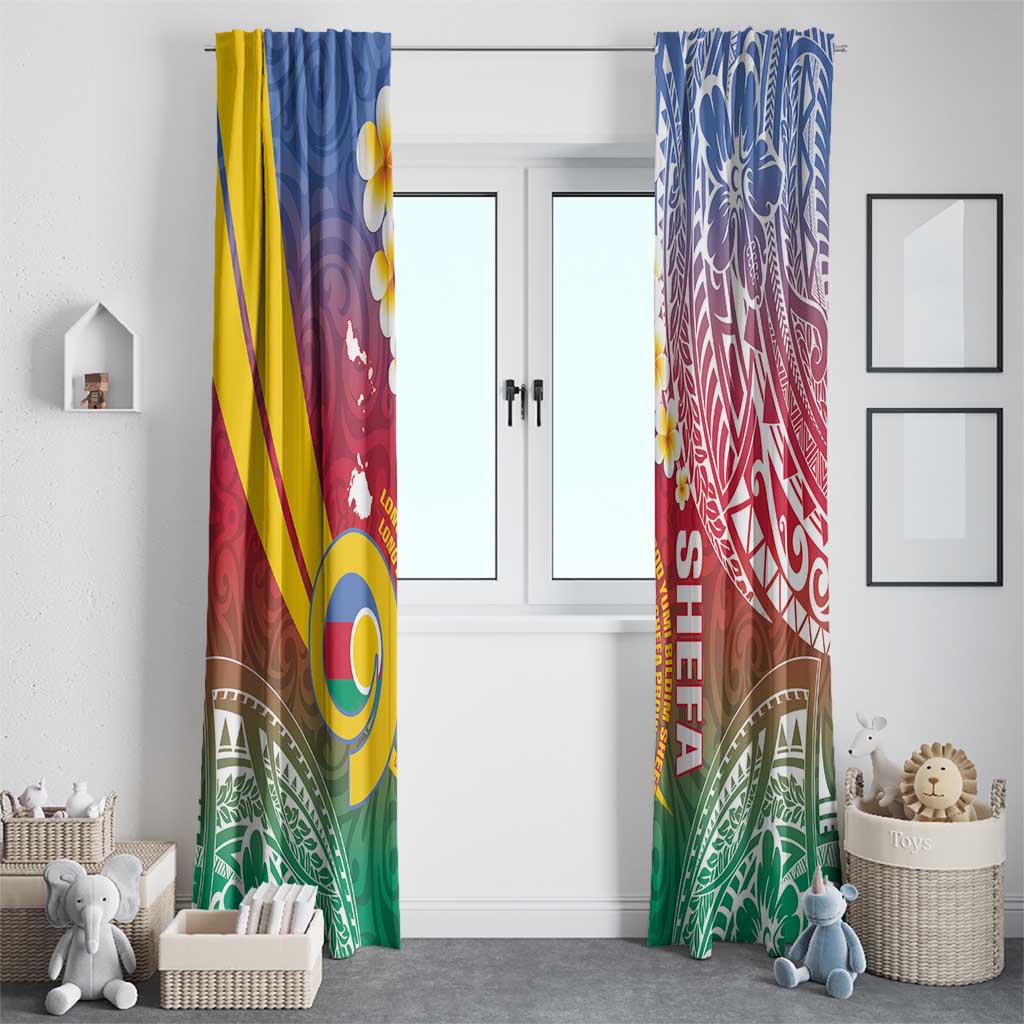 Shefa Province Window Curtain Vanuatu Pattern Map - Plumeria Flag Color