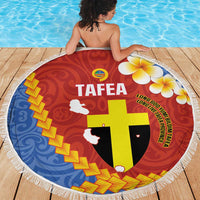 Tafea Province Beach Blanket Vanuatu Pattern Map - Plumeria Flag Color