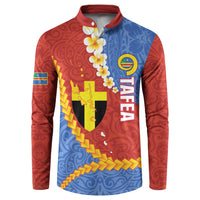 Tafea Province Button Sweatshirt Vanuatu Pattern Map - Plumeria Flag Color