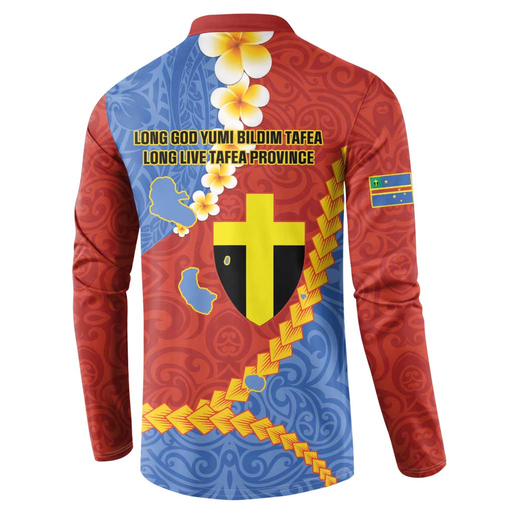 Tafea Province Button Sweatshirt Vanuatu Pattern Map - Plumeria Flag Color