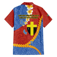 Tafea Province Family Matching Off The Shoulder Long Sleeve Dress and Hawaiian Shirt Vanuatu Pattern Map - Plumeria Flag Color LT14 - Polynesian Pride