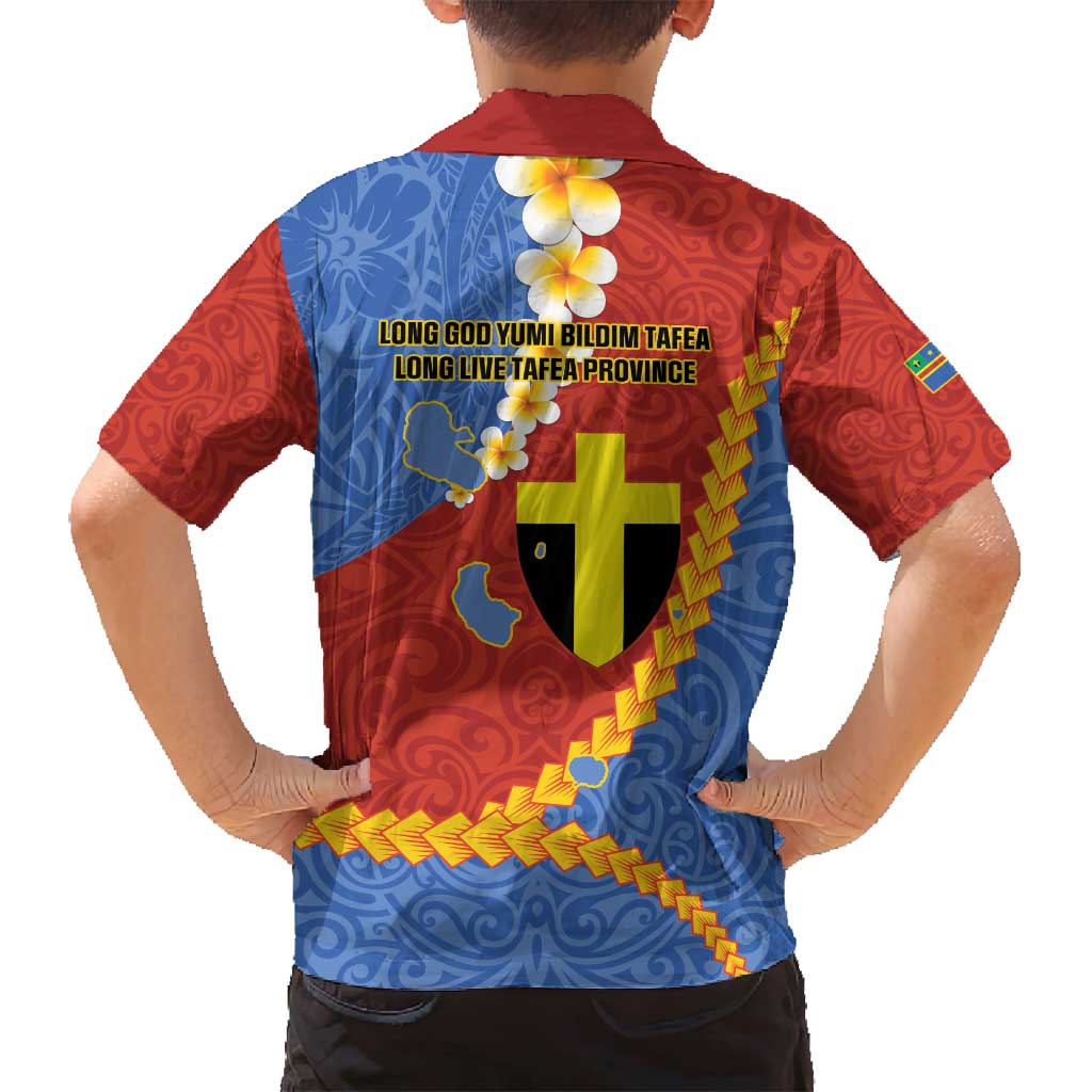Tafea Province Family Matching Off Shoulder Short Dress and Hawaiian Shirt Vanuatu Pattern Map - Plumeria Flag Color LT14 - Polynesian Pride
