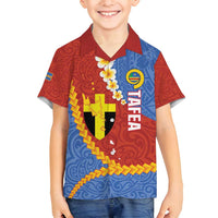 Tafea Province Family Matching Tank Maxi Dress and Hawaiian Shirt Vanuatu Pattern Map - Plumeria Flag Color LT14 Son's Shirt Red - Polynesian Pride