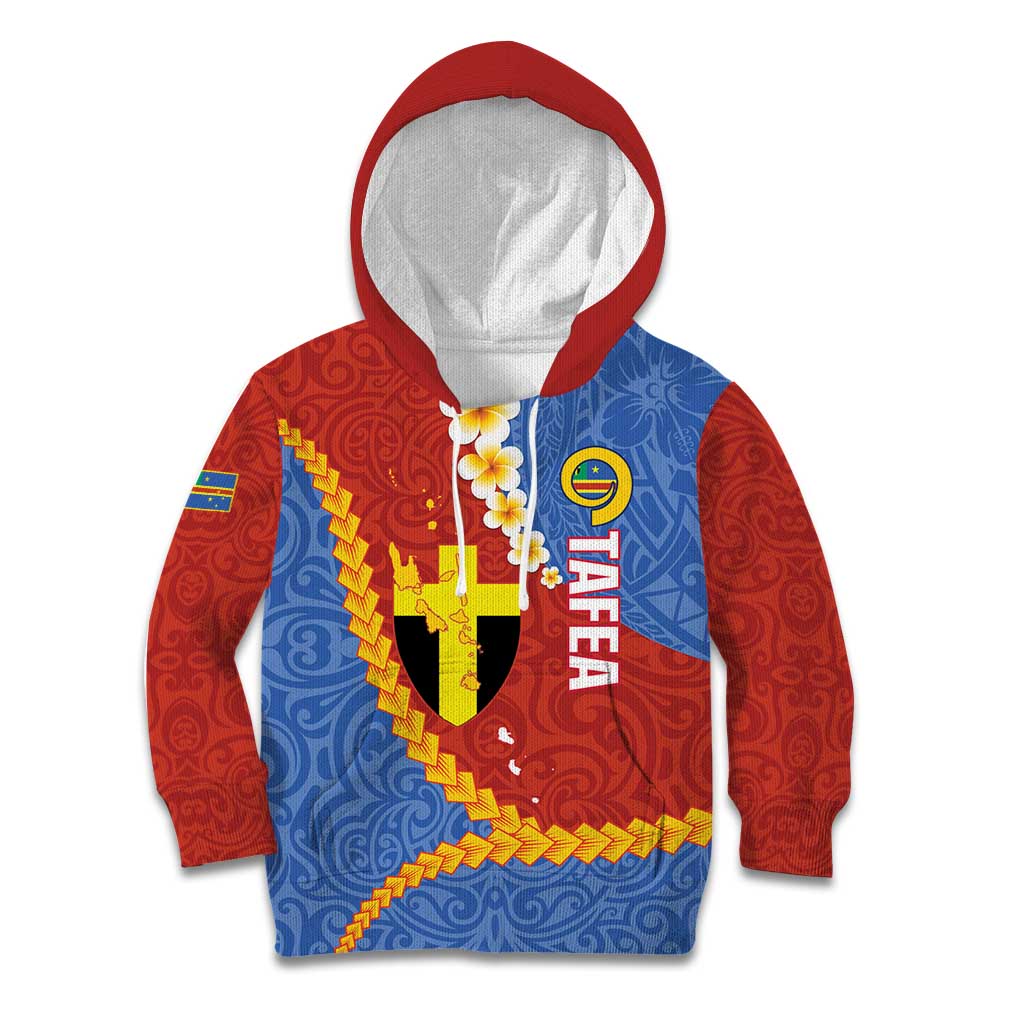 Tafea Province Kid Hoodie Vanuatu Pattern Map - Plumeria Flag Color