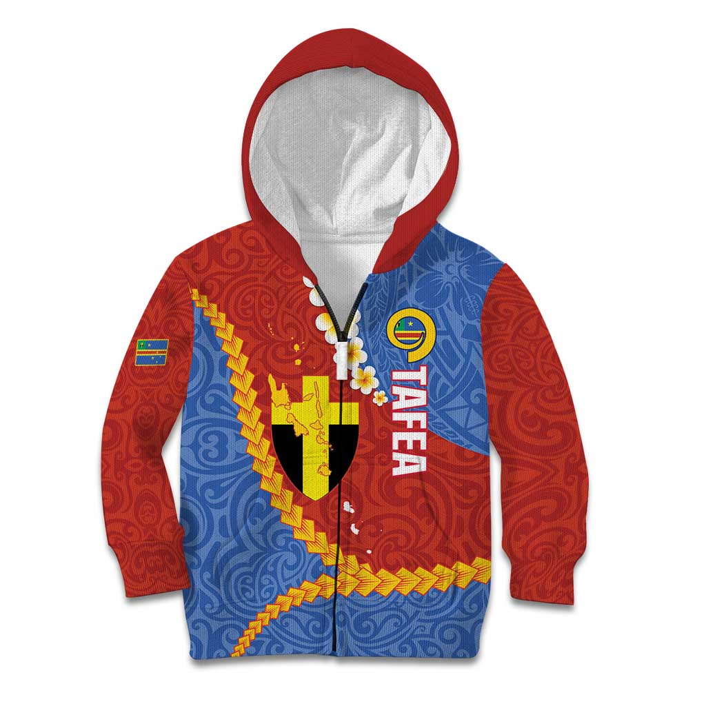 Tafea Province Kid Hoodie Vanuatu Pattern Map - Plumeria Flag Color