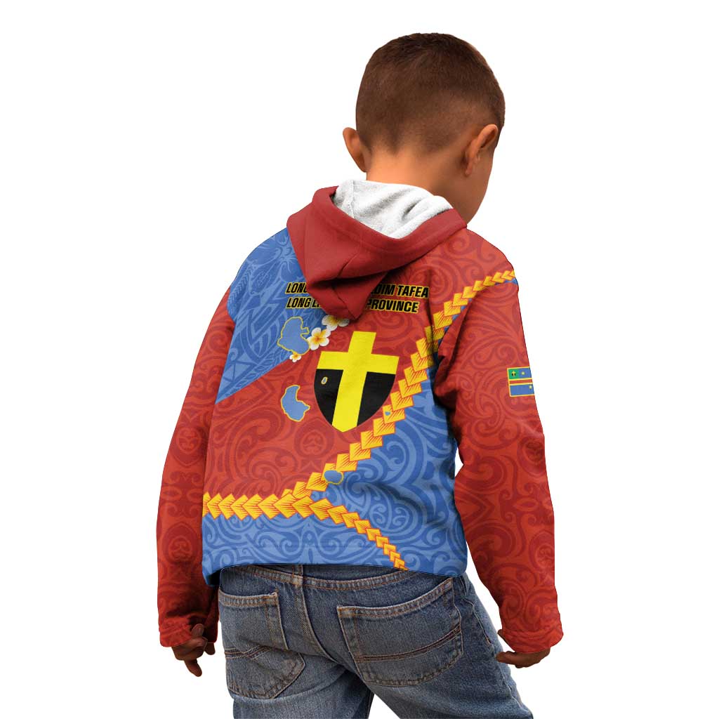 Tafea Province Kid Hoodie Vanuatu Pattern Map - Plumeria Flag Color
