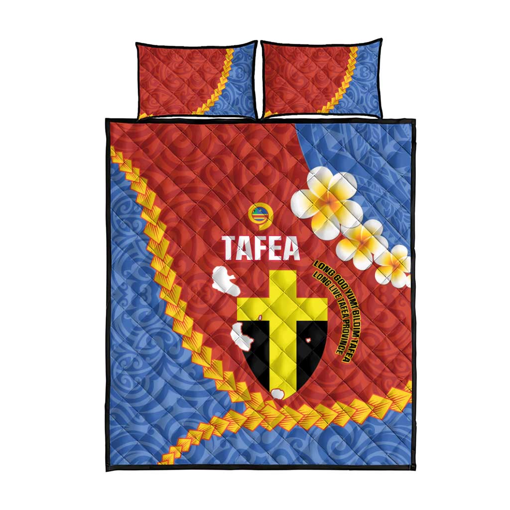 Tafea Province Quilt Bed Set Vanuatu Pattern Map - Plumeria Flag Color