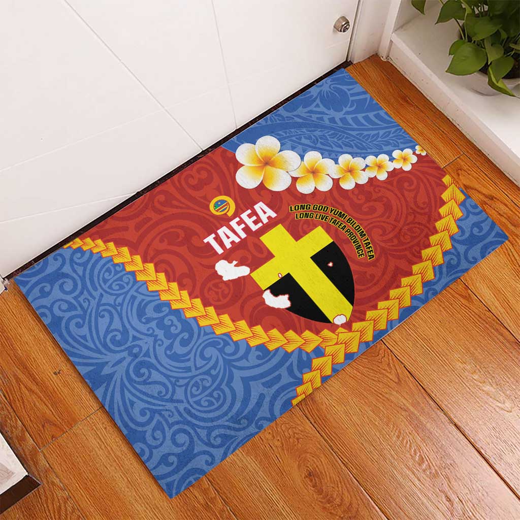 Tafea Province Rubber Doormat Vanuatu Pattern Map - Plumeria Flag Color