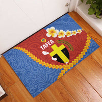 Tafea Province Rubber Doormat Vanuatu Pattern Map - Plumeria Flag Color