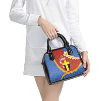Tafea Province Shoulder Handbag Vanuatu Pattern Map - Plumeria Flag Color