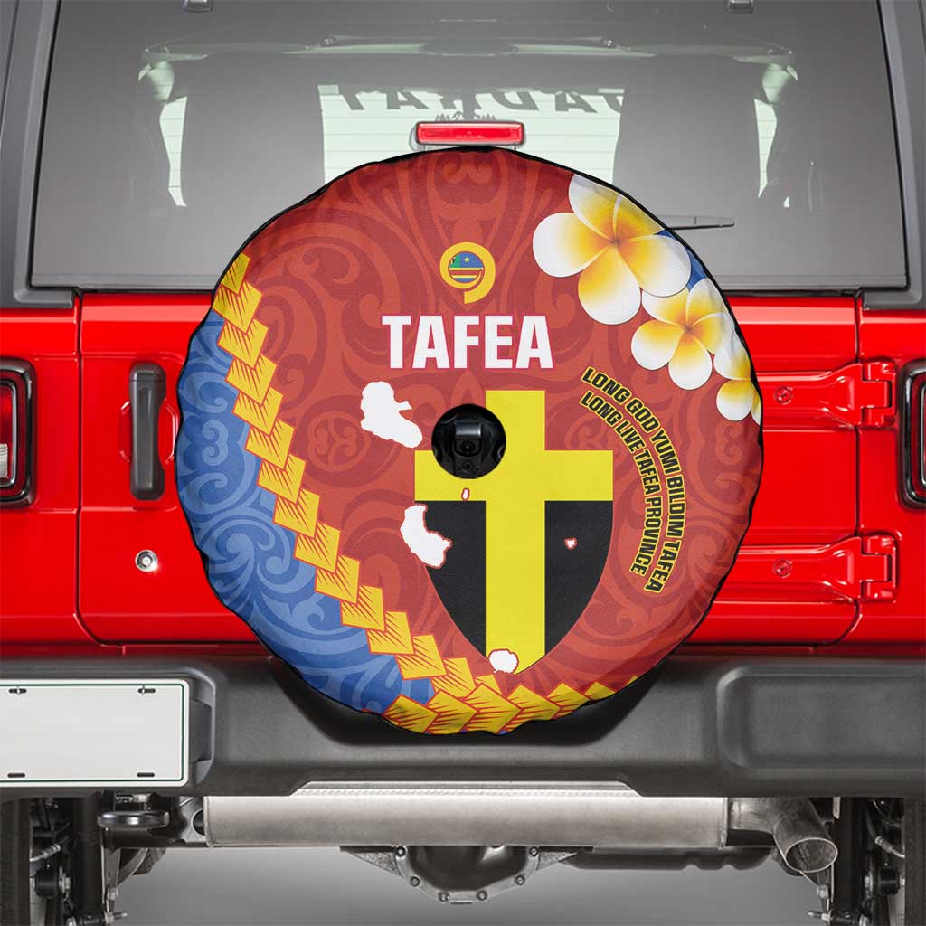 Tafea Province Spare Tire Cover Vanuatu Pattern Map - Plumeria Flag Color