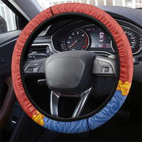 Tafea Province Steering Wheel Cover Vanuatu Pattern Map - Plumeria Flag Color