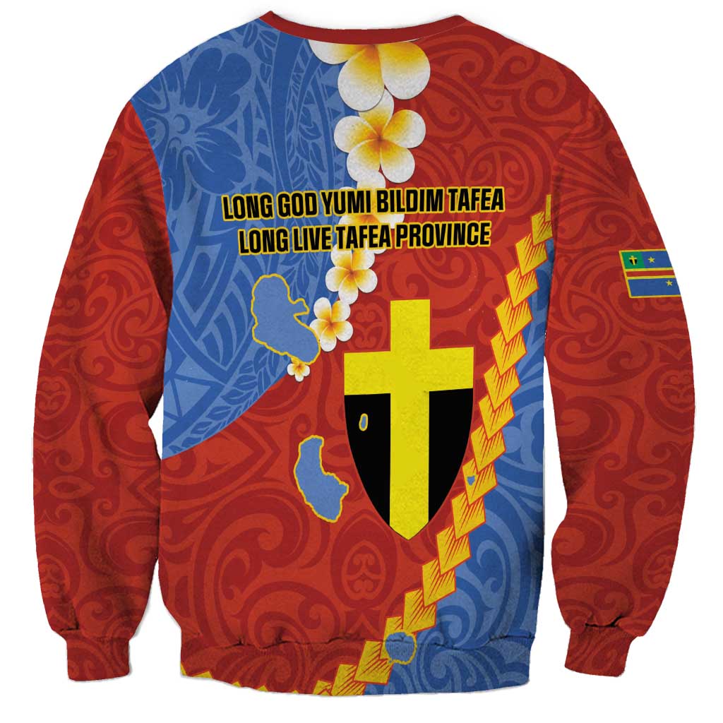 Tafea Province Sweatshirt Vanuatu Pattern Map - Plumeria Flag Color
