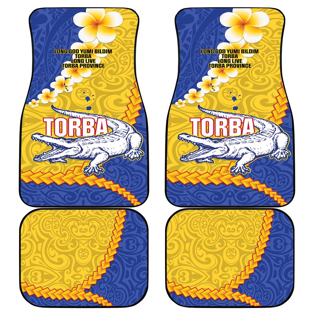 Torba Province Car Mats Vanuatu Pattern Crocodile - Plumeria Flag Color