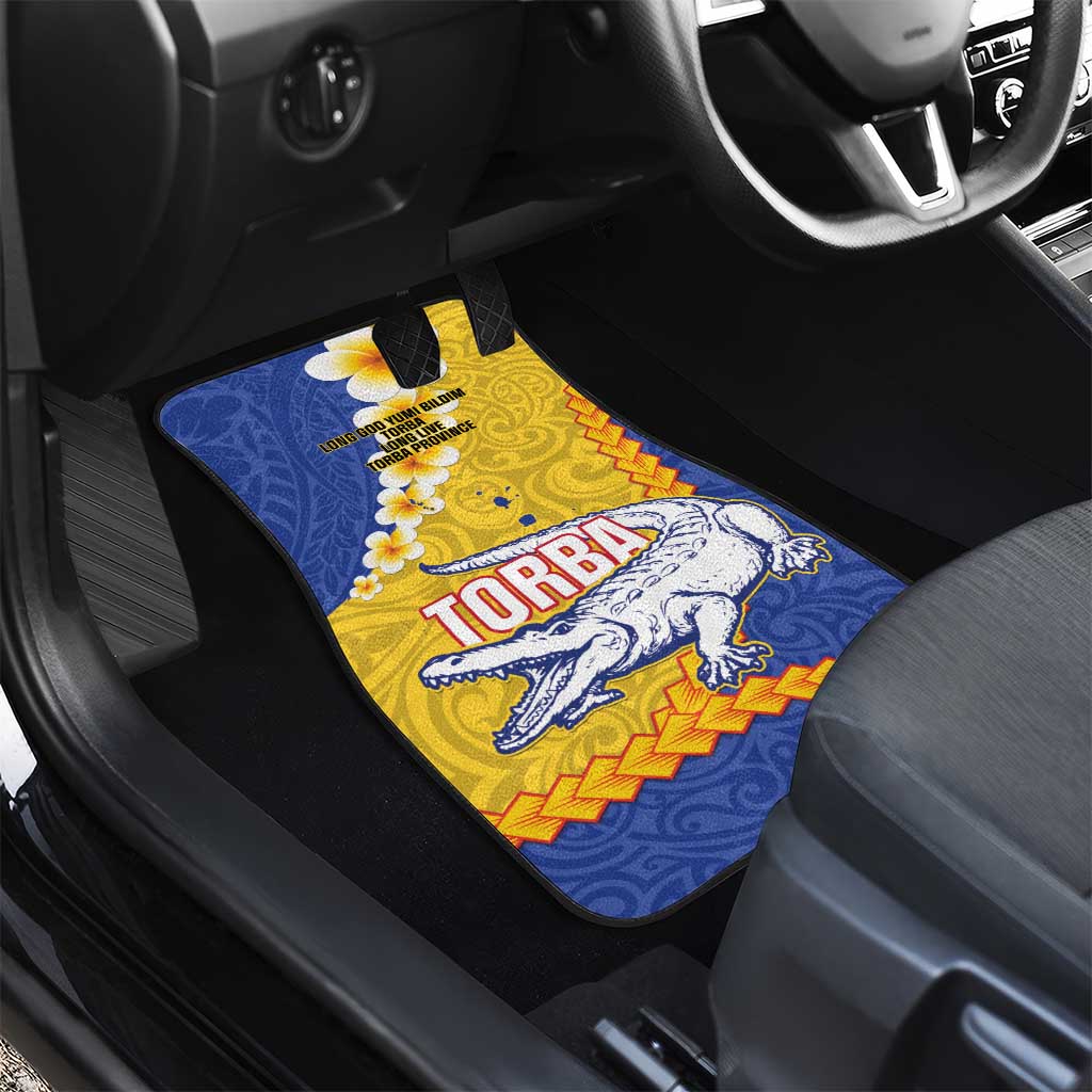 Torba Province Car Mats Vanuatu Pattern Crocodile - Plumeria Flag Color