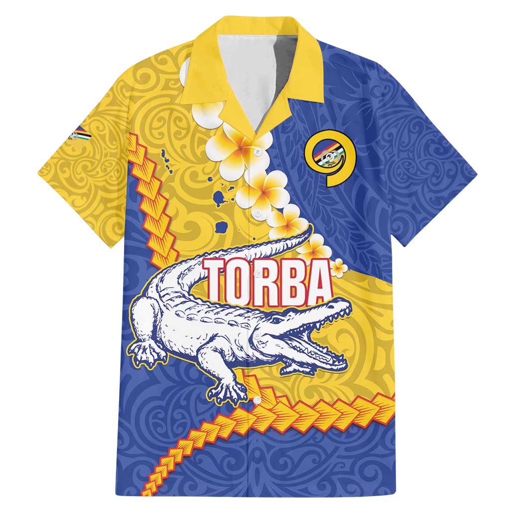 Torba Province Family Matching Mermaid Dress and Hawaiian Shirt Vanuatu Pattern Crocodile - Plumeria Flag Color LT14 Dad's Shirt - Short Sleeve Yellow - Polynesian Pride