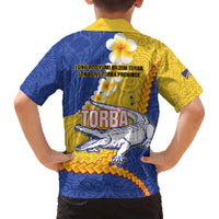 Torba Province Family Matching Off The Shoulder Long Sleeve Dress and Hawaiian Shirt Vanuatu Pattern Crocodile - Plumeria Flag Color LT14 - Polynesian Pride