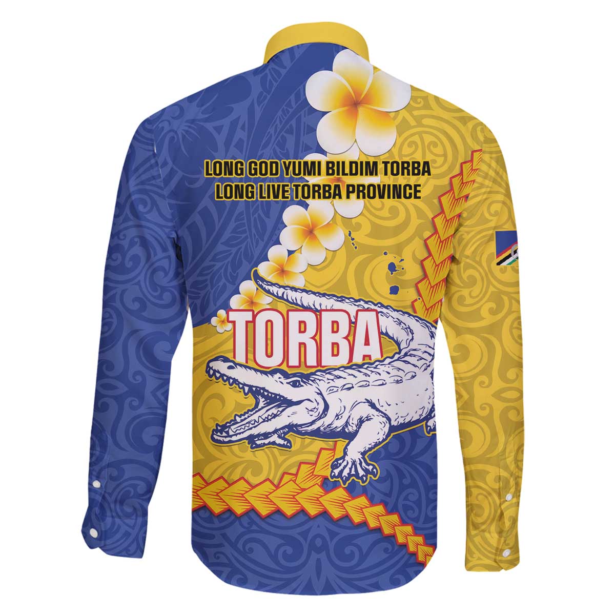 Torba Province Family Matching Off The Shoulder Long Sleeve Dress and Hawaiian Shirt Vanuatu Pattern Crocodile - Plumeria Flag Color LT14 - Polynesian Pride