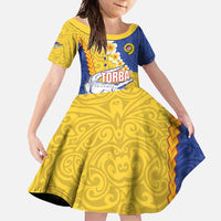 Torba Province Family Matching Summer Maxi Dress and Hawaiian Shirt Vanuatu Pattern Crocodile - Plumeria Flag Color LT14 Daughter's Dress Yellow - Polynesian Pride