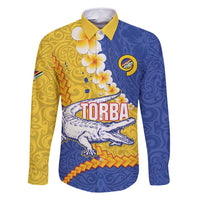 Torba Province Family Matching Summer Maxi Dress and Hawaiian Shirt Vanuatu Pattern Crocodile - Plumeria Flag Color LT14 Dad's Shirt - Long Sleeve Yellow - Polynesian Pride
