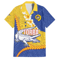 Torba Province Family Matching Tank Maxi Dress and Hawaiian Shirt Vanuatu Pattern Crocodile - Plumeria Flag Color LT14 Dad's Shirt - Short Sleeve Yellow - Polynesian Pride