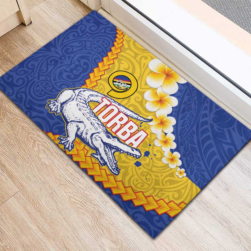 Torba Province Rubber Doormat Vanuatu Pattern Crocodile - Plumeria Flag Color