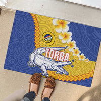 Torba Province Rubber Doormat Vanuatu Pattern Crocodile - Plumeria Flag Color