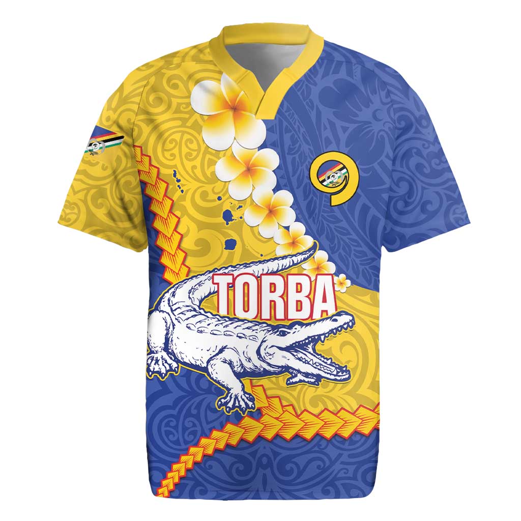 Torba Province Rugby Jersey Vanuatu Pattern Crocodile - Plumeria Flag Color