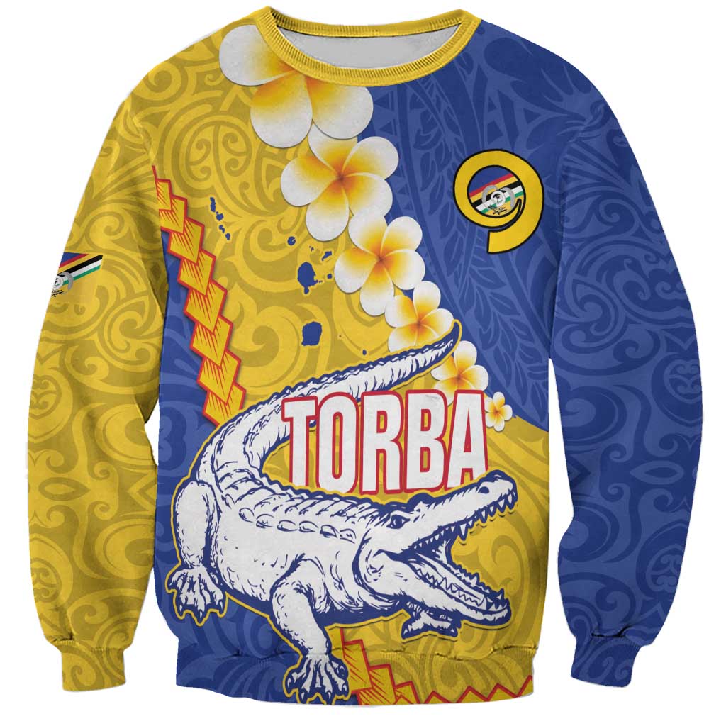 Torba Province Sweatshirt Vanuatu Pattern Crocodile - Plumeria Flag Color