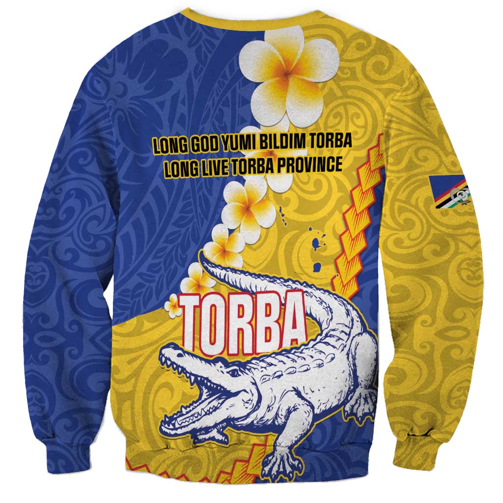 Torba Province Sweatshirt Vanuatu Pattern Crocodile - Plumeria Flag Color