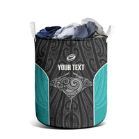 Custom New Zealand Stingray Oztag Laundry Basket Tag Rugby Maori Pattern Black Version LT14 - Polynesian Pride