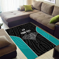 Custom New Zealand Stingray Oztag Area Rug Tag Rugby Maori Pattern Black Version LT14 - Polynesian Pride