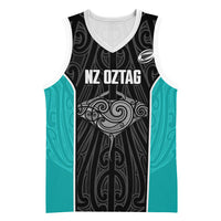 Custom New Zealand Stingray Oztag Basketball Jersey Tag Rugby Maori Pattern Black Version LT14 Unisex Black - Polynesian Pride