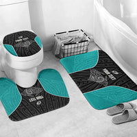 Custom New Zealand Stingray Oztag Bathroom Set Tag Rugby Maori Pattern Black Version LT14 Mat Set Only (3 pcs) One Size Black - Polynesian Pride