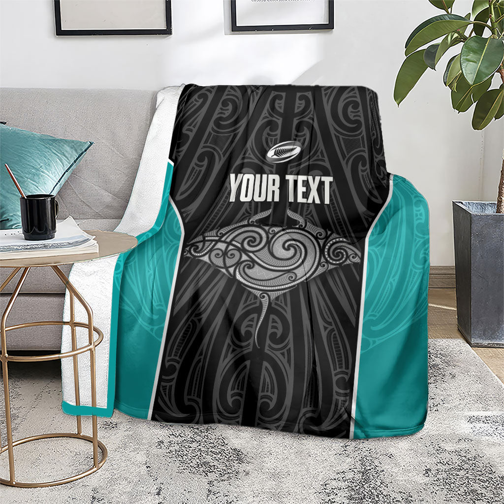 Custom New Zealand Stingray Oztag Blanket Tag Rugby Maori Pattern Black Version LT14 - Polynesian Pride