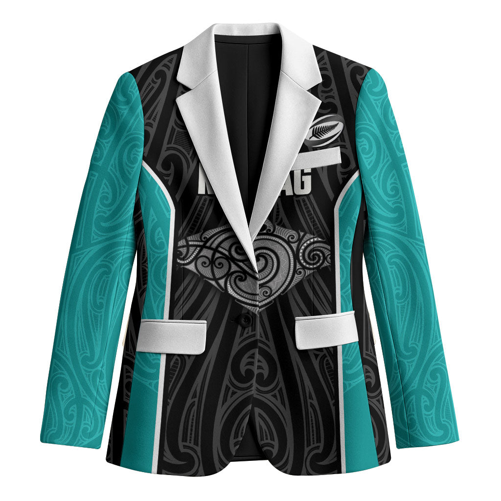 Custom New Zealand Stingray Oztag Blazer Tag Rugby Maori Pattern Black Version LT14 Unisex Black - Polynesian Pride