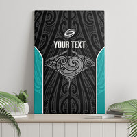 Custom New Zealand Stingray Oztag Canvas Wall Art Tag Rugby Maori Pattern Black Version LT14 - Polynesian Pride