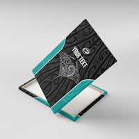 Custom New Zealand Stingray Oztag Canvas Wall Art Tag Rugby Maori Pattern Black Version LT14 With Frame Black - Polynesian Pride