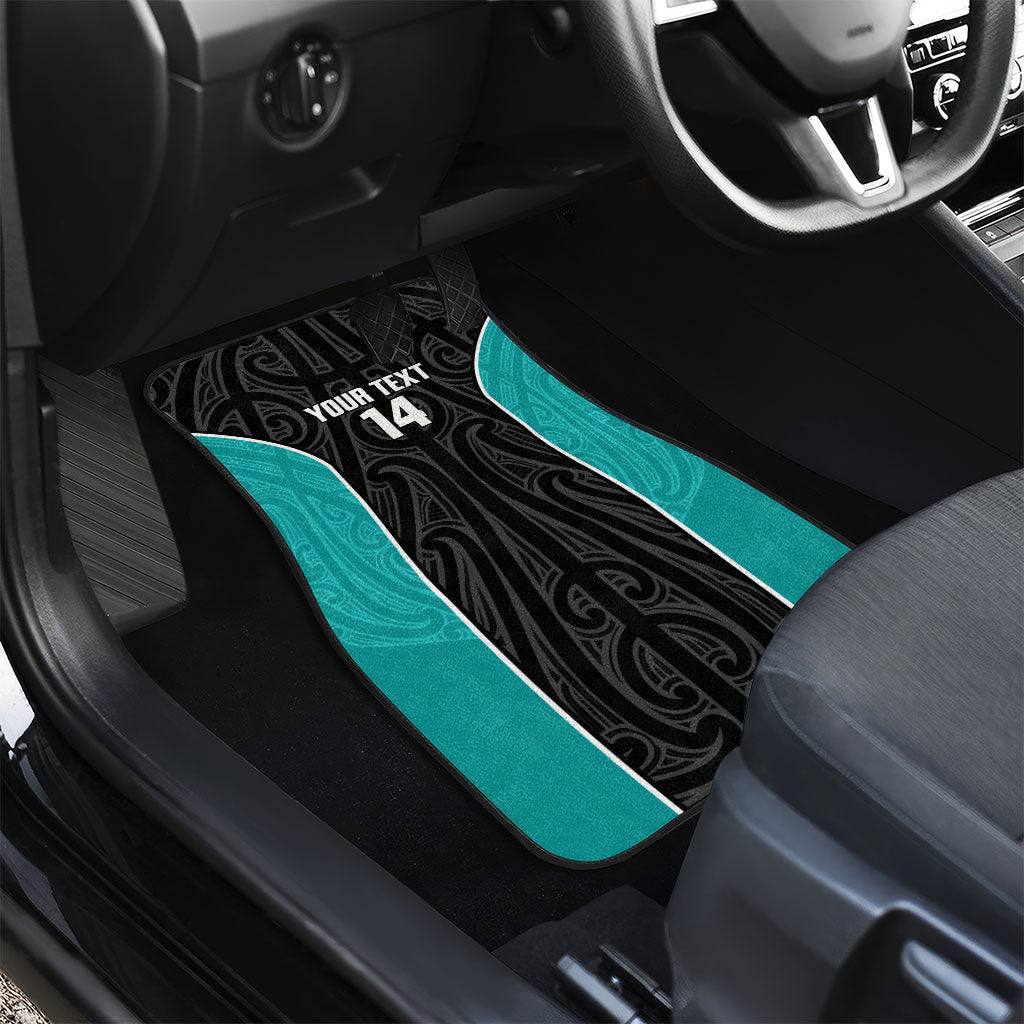 Custom New Zealand Stingray Oztag Car Mats Tag Rugby Maori Pattern Black Version LT14 - Polynesian Pride