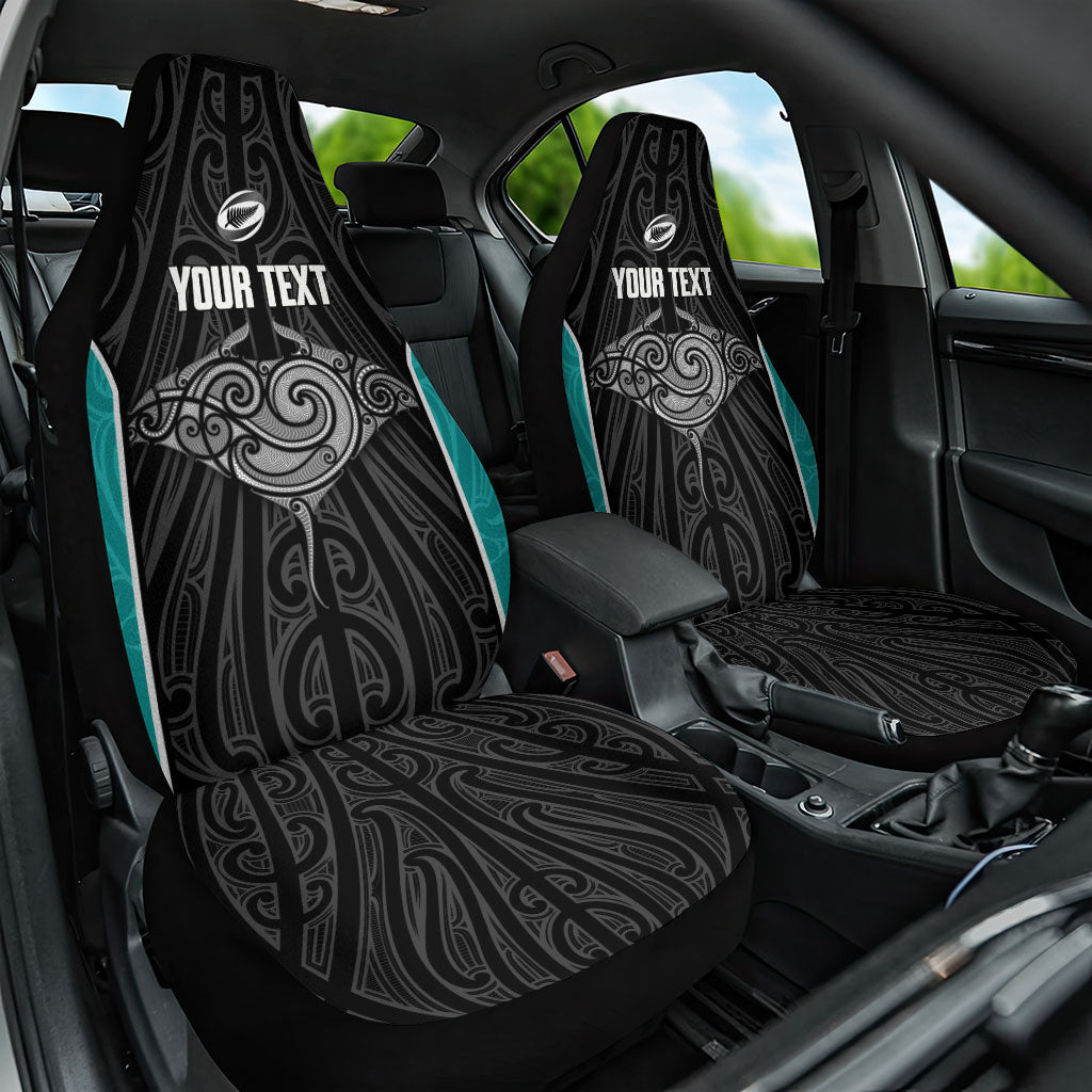 Custom New Zealand Stingray Oztag Car Seat Cover Tag Rugby Maori Pattern Black Version LT14 One Size Black - Polynesian Pride