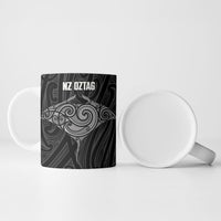 Custom New Zealand Stingray Oztag Ceramic Mug Tag Rugby Maori Pattern Black Version LT14 - Polynesian Pride