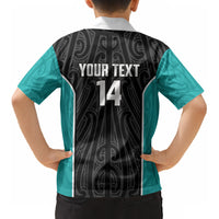 Custom New Zealand Stingray Oztag Kid Hawaiian Shirt Tag Rugby Maori Pattern Black Version LT14 - Polynesian Pride