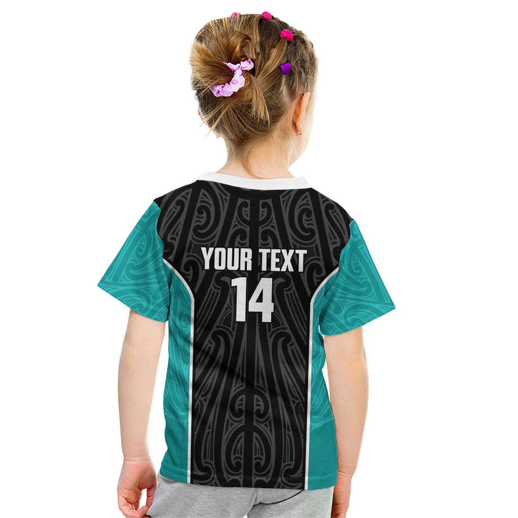 Custom New Zealand Stingray Oztag Kid T Shirt Tag Rugby Maori Pattern Black Version LT14 - Polynesian Pride