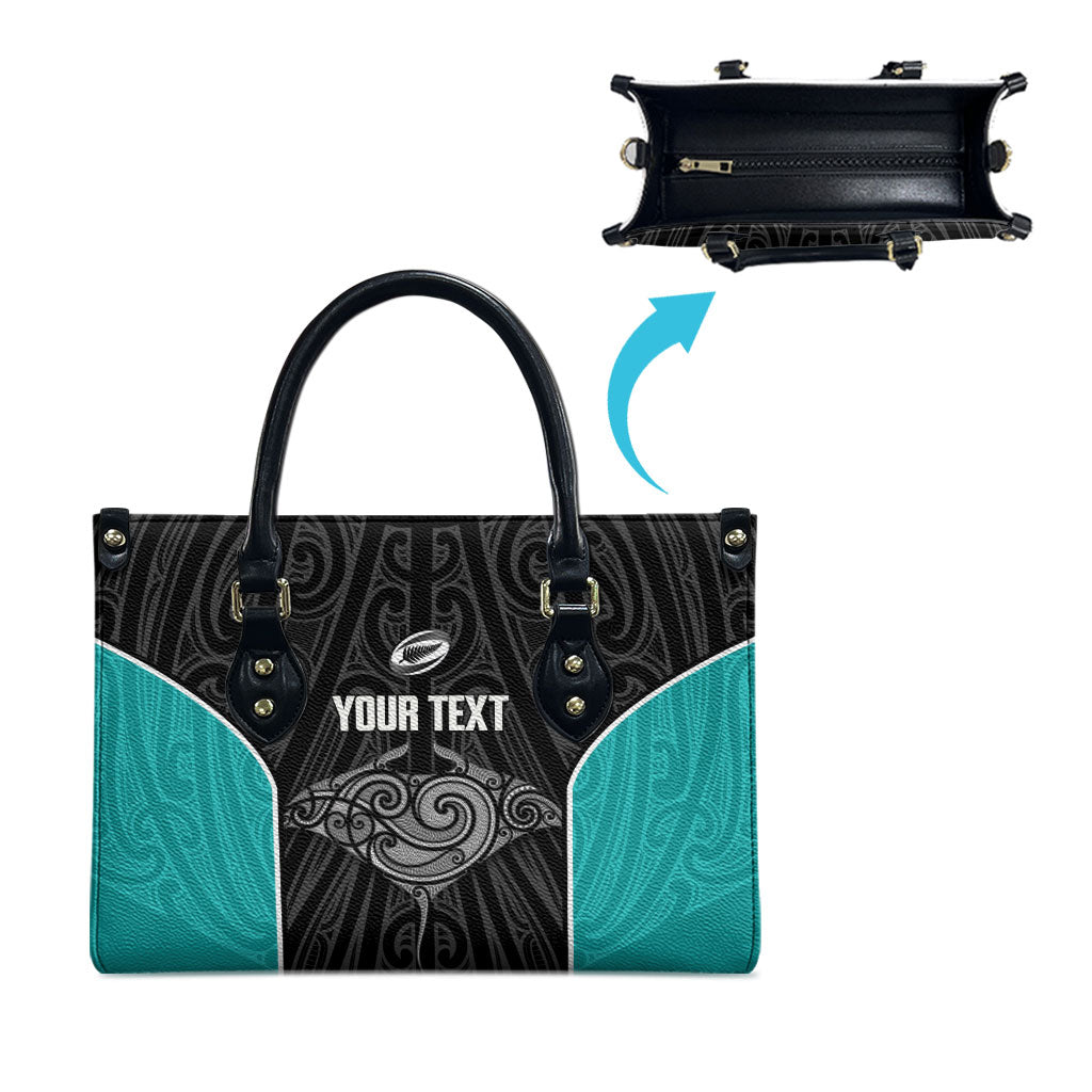 Custom New Zealand Stingray Oztag Leather Bag Tag Rugby Maori Pattern Black Version LT14 - Polynesian Pride