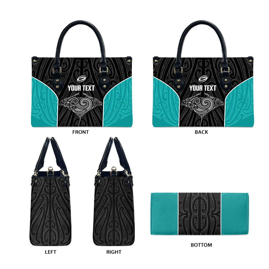 Custom New Zealand Stingray Oztag Leather Bag Tag Rugby Maori Pattern Black Version LT14 - Polynesian Pride